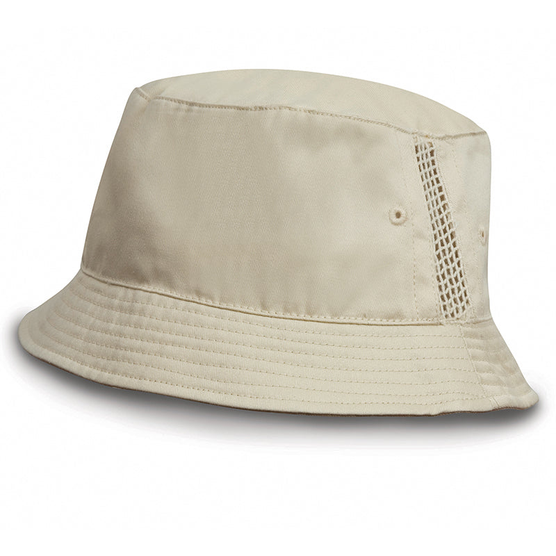 DELUXE WASHED COTTON BUCKET HAT WITH SIDE MESH PANELS RC45X
