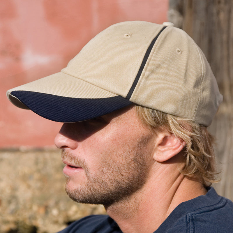HEAVY BRUSHED COTTON CAP WITH SCALLOP PEAK AND CONTRAST TRIM RC51X