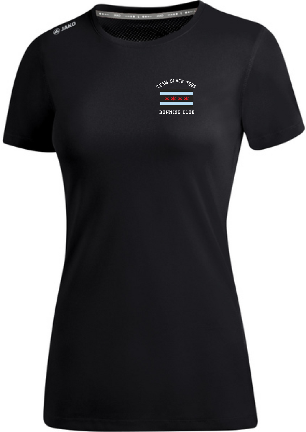 Womens JAKO Black Toes Black Running Tshirt BTR6175WB